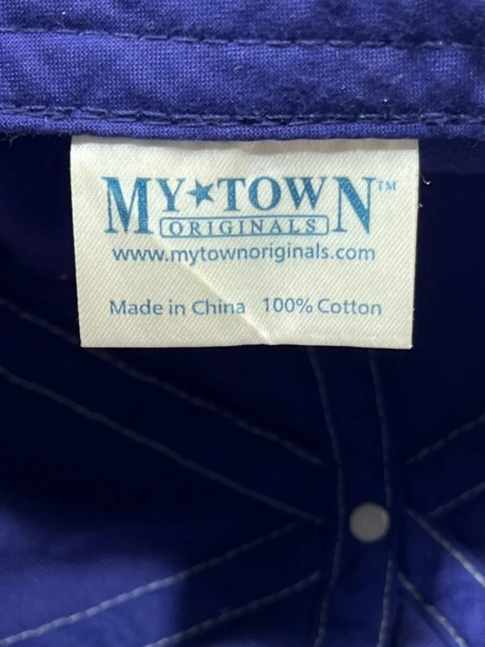 My Town Originals Hornets Hat Blue Yellow Distressed Script Adjustable Dad Cap